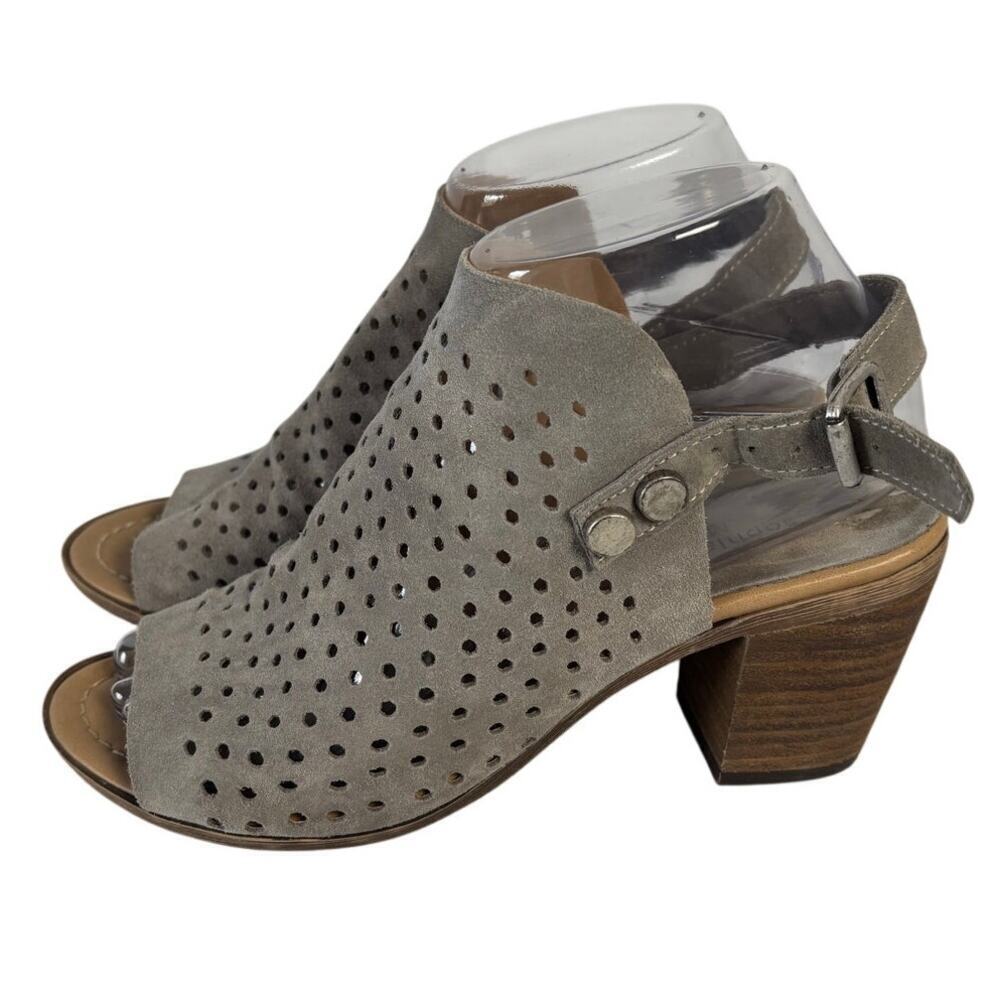 Sophia Milano Gray Suede Leather Sling-back Block Heels